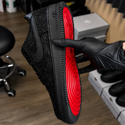 Custom Sneaker Black Glitter x Red Bottoms AF1 🩸🖤