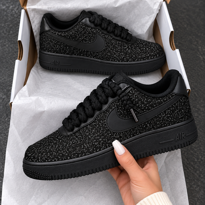 Custom Sneaker Black Glitter x Red Bottoms AF1 🩸🖤