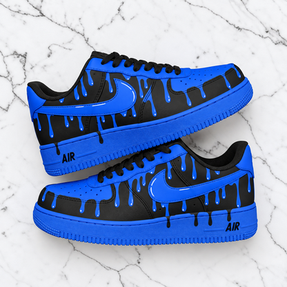 Custom Sneaker AF1 Black Blue Drip Trend