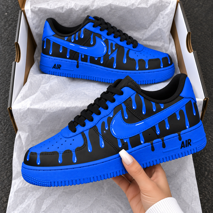 Custom Sneaker AF1 Black Blue Drip Trend