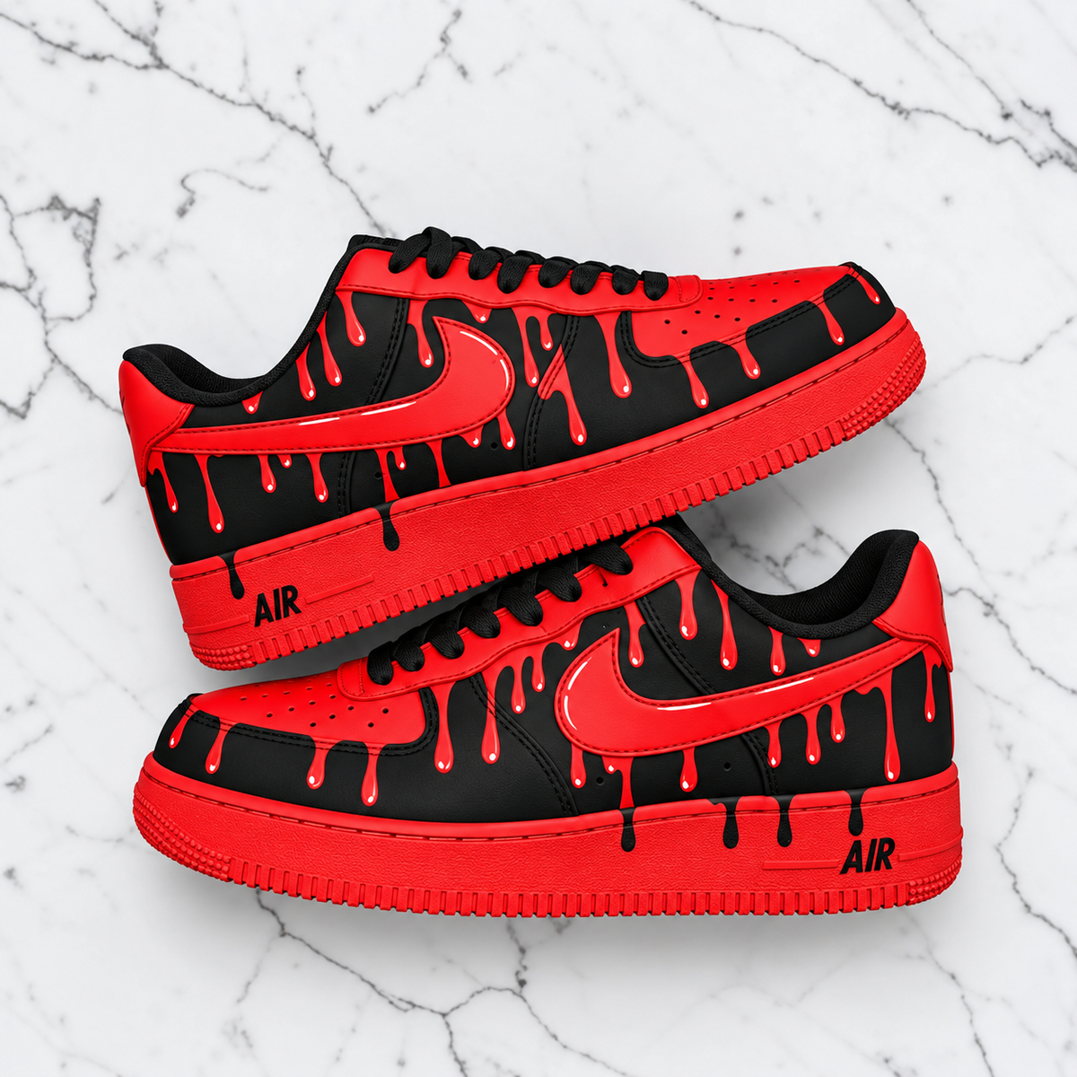 Custom Sneaker AF1 Red Black Drip