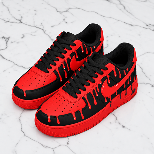 Custom Sneaker AF1 Red Black Drip