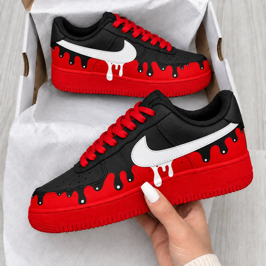 Custom Sneaker Red Black Drip
